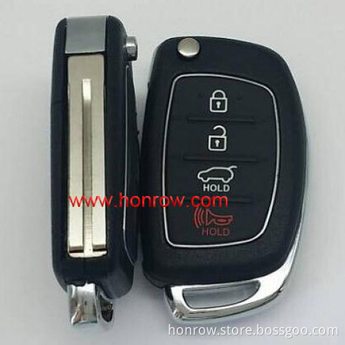 Hyunda 3+1 button flip remote key blank with Toy40 Blade